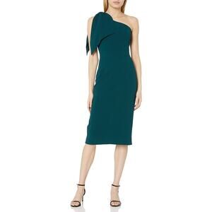 DRESS THE POPULATION NWT $148 Tiffany One Shoulder Peacock Blue Dress Size L